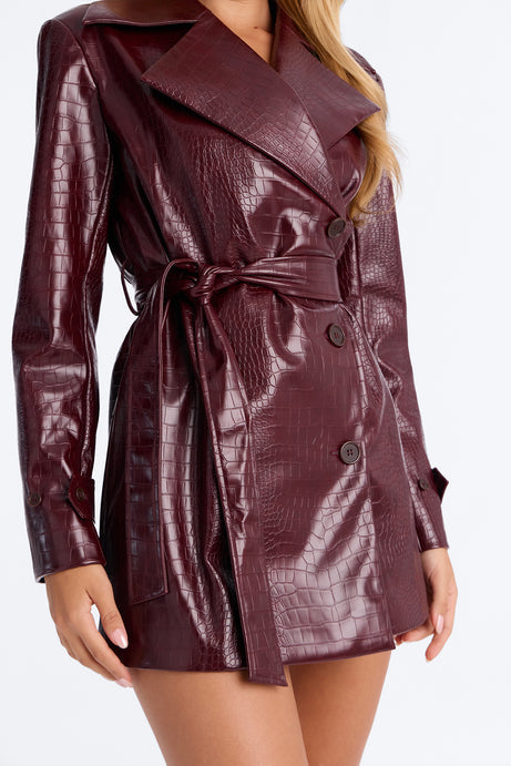 Status Symbol Croc Faux Leather Blazer Mini Dress