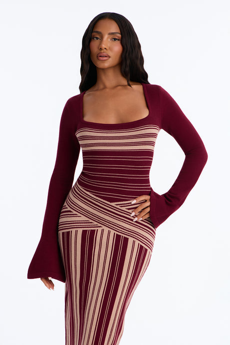 Stay In Line Bell Sleeve Sweater Midi Dress