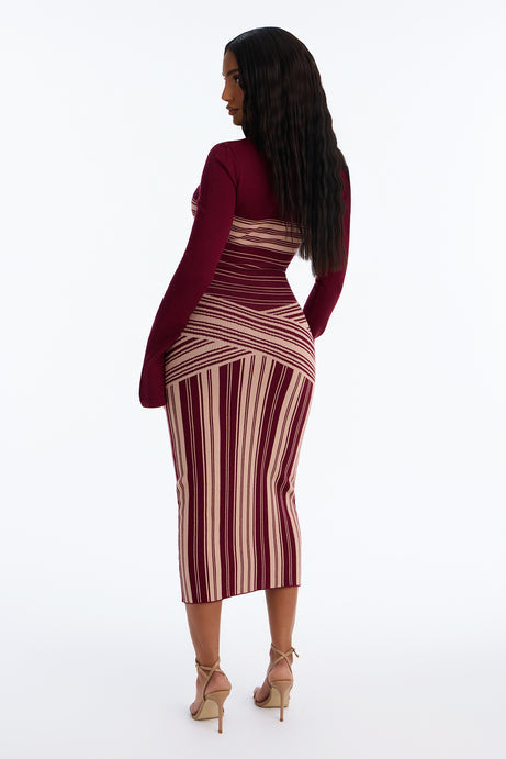 Stay In Line Bell Sleeve Sweater Midi Dress